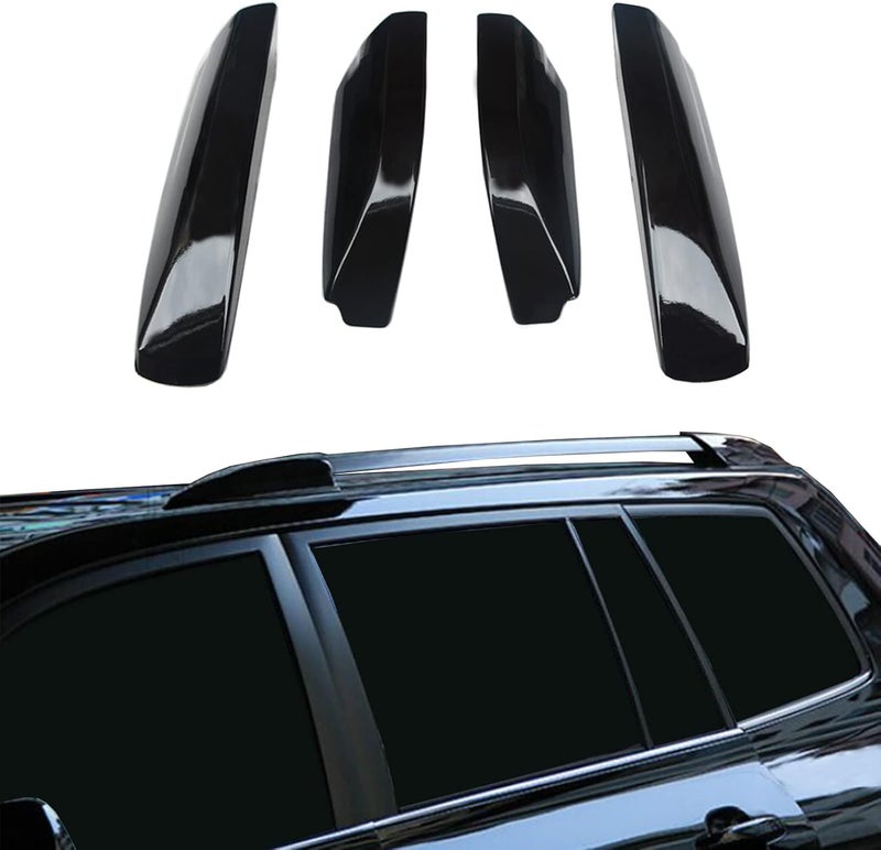 Tocatus Roof Cargo Rack Rail End Cover Shell Cap Trim for Toyota Highlander 2008-2013, Black, 4pcs - Image 1